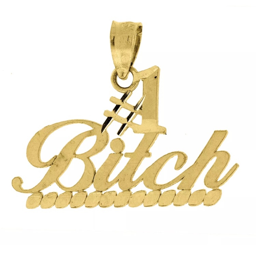 10K Yellow Gold #1 Bitch Women's Female Pendant